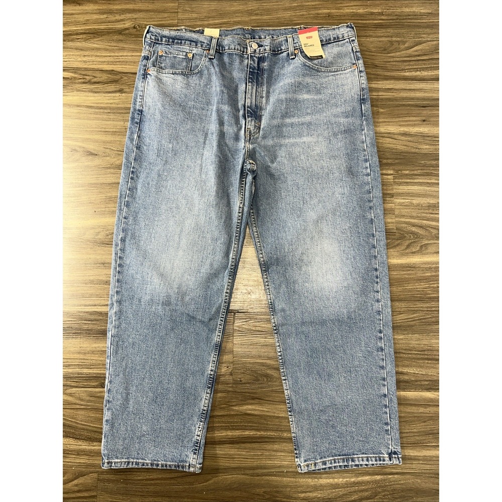 Levis 550 Jeans 44x30 Blue Medium Wash Relaxed Fit Denim Solid Cowboy NEW